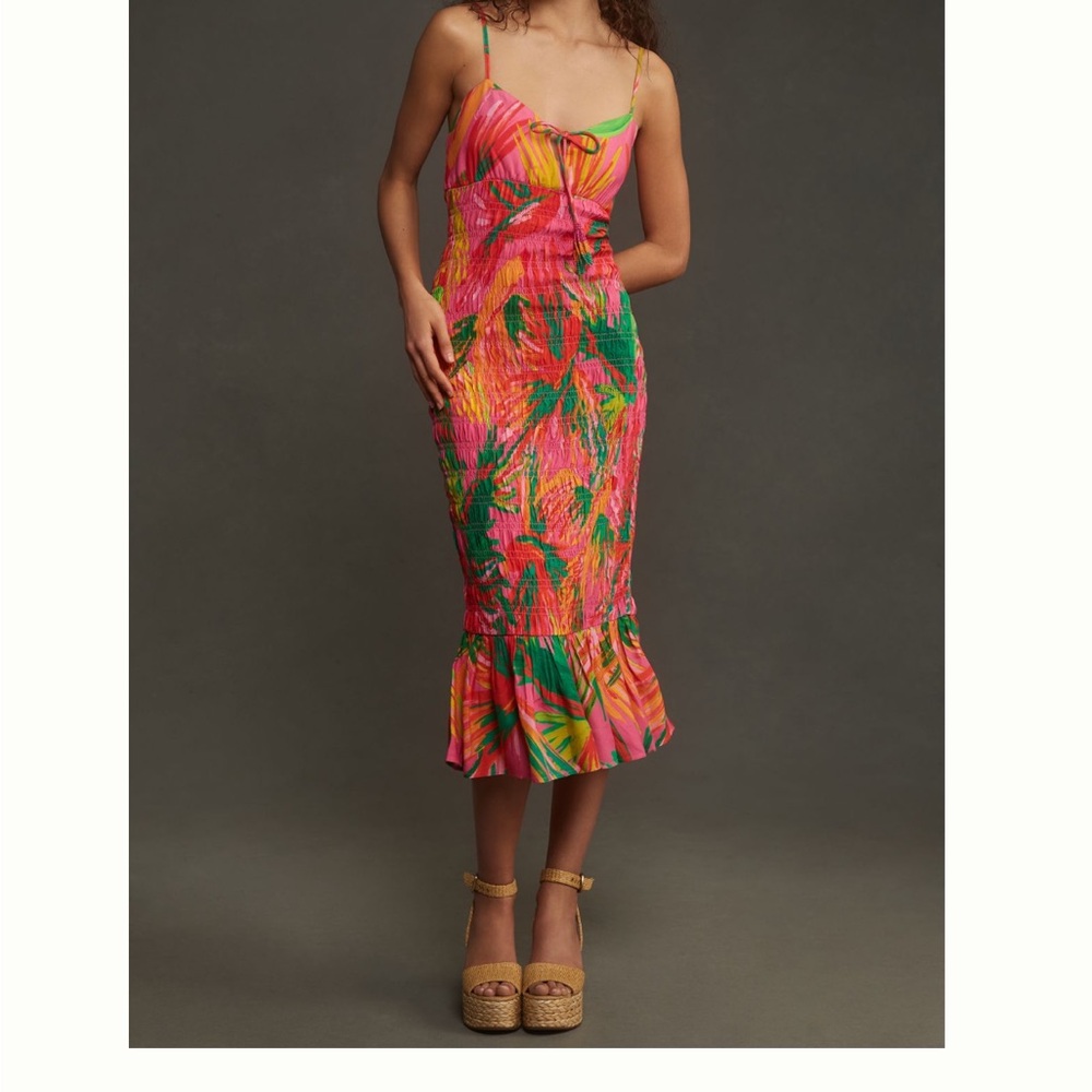 Farm Rio x Anthropologie Ruched Tie Front Dress